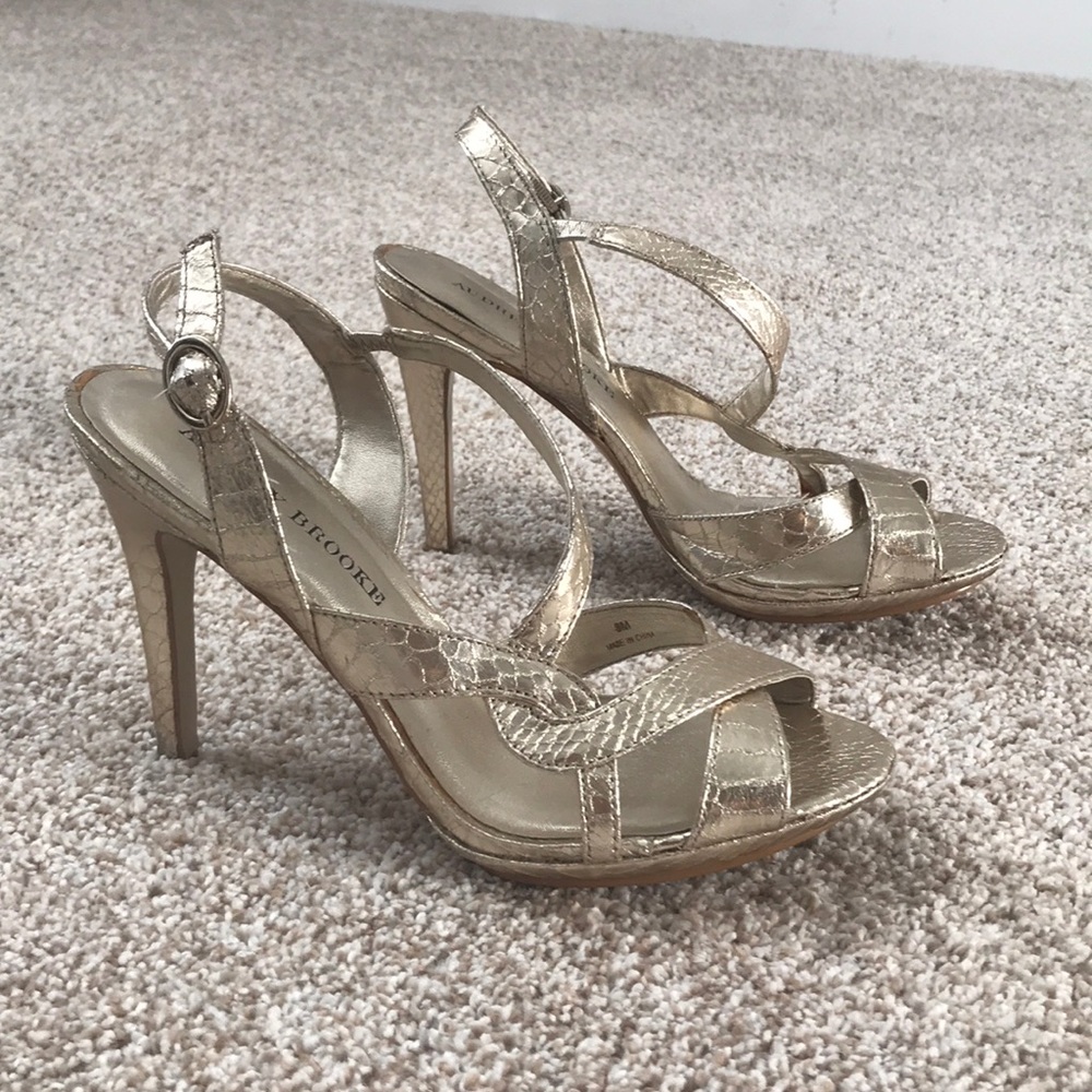 Metallic gold heels